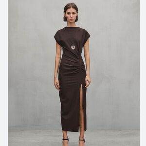 Massimo Dutti Brown Midi Dress